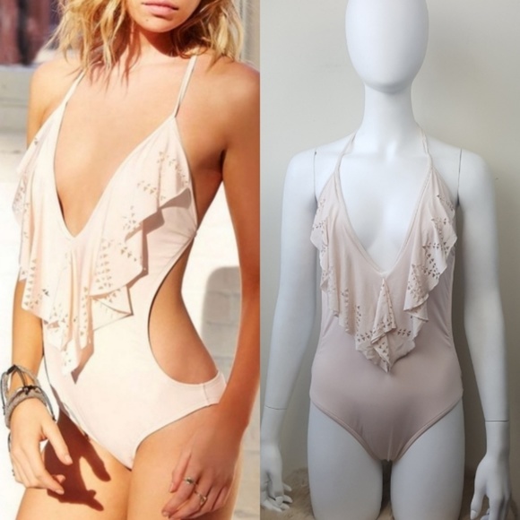 l*space Other - Sunsetter' Laser Cut Flounce One Piece Swimsuit